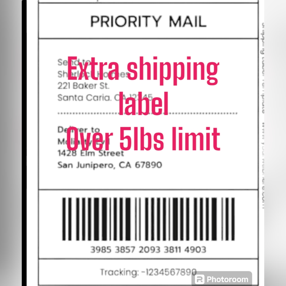 Shipping label for items over 5lbs